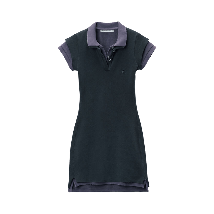 Alexander Wang Layered Short Sleeve Polo Mini Dress "Washed Navy/Washed Blue"