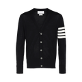 Thom Browne Jersey Stitch Relaxed Fit V Neck Cardigan "Black"