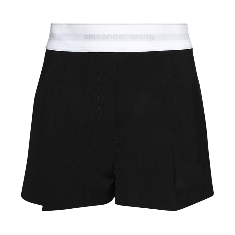 Alexander Wang High Waisted Pleated Short W/ Logo Elastic "Black"
