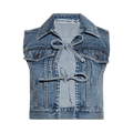Alexander Wang Tied Front Vest Top W/ All Over Clear Bead "Vintage Light Indigo"