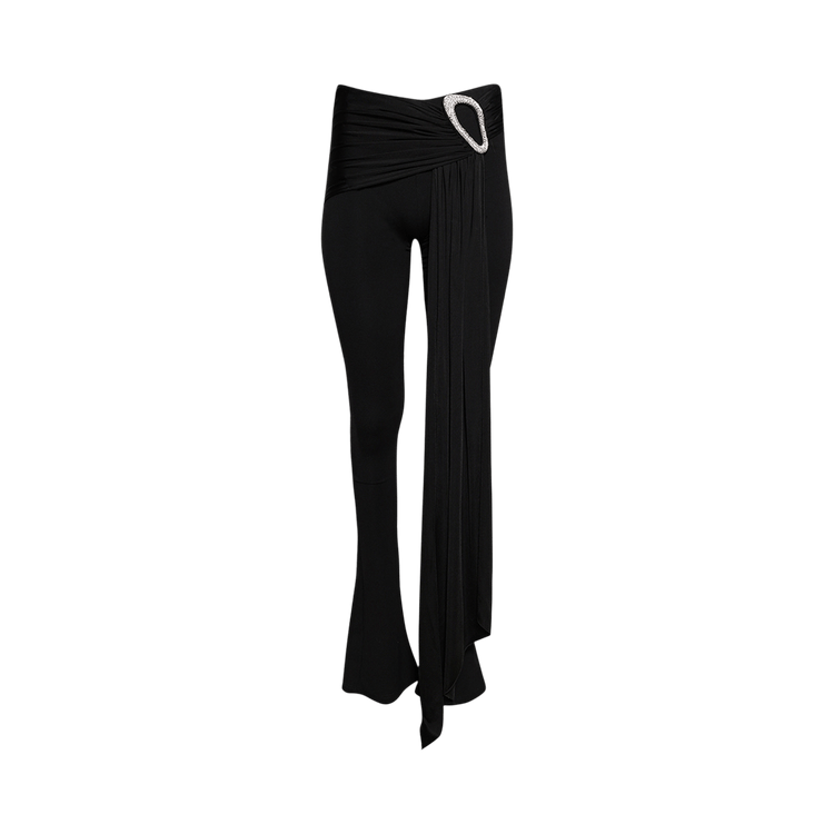 David Koma Crystal Buckle Embr & Drape Overlay Trousers "Black/Silver"