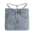 Alexander Wang Mini Skirt W/ Prestyle Diamante Charm "Vintage Faded Indigo"