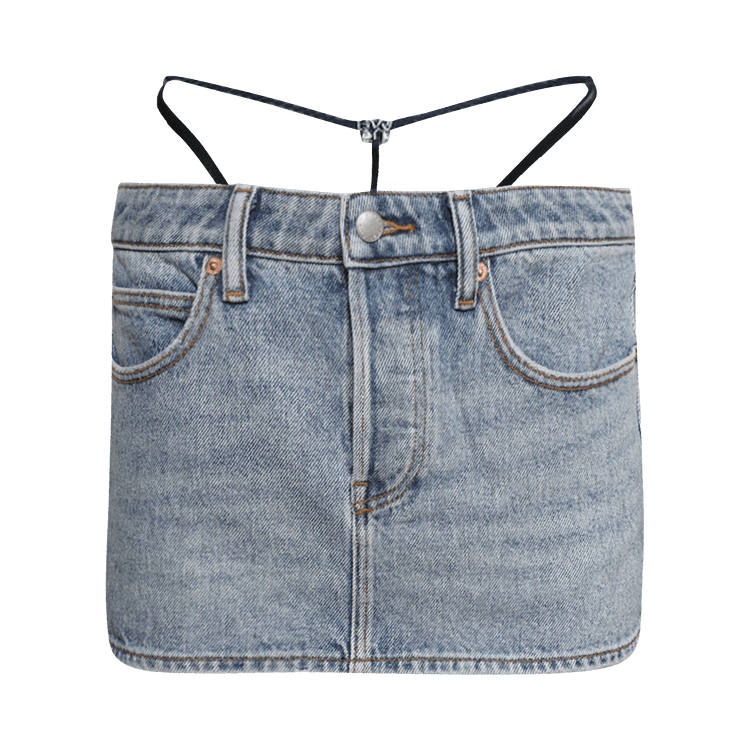 Alexander Wang Mini Skirt W/ Prestyle Diamante Charm "Vintage Faded Indigo"
