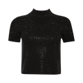 Alexander Wang Mock Neck Tee W/ Allover Hotfix Crystal "Black"