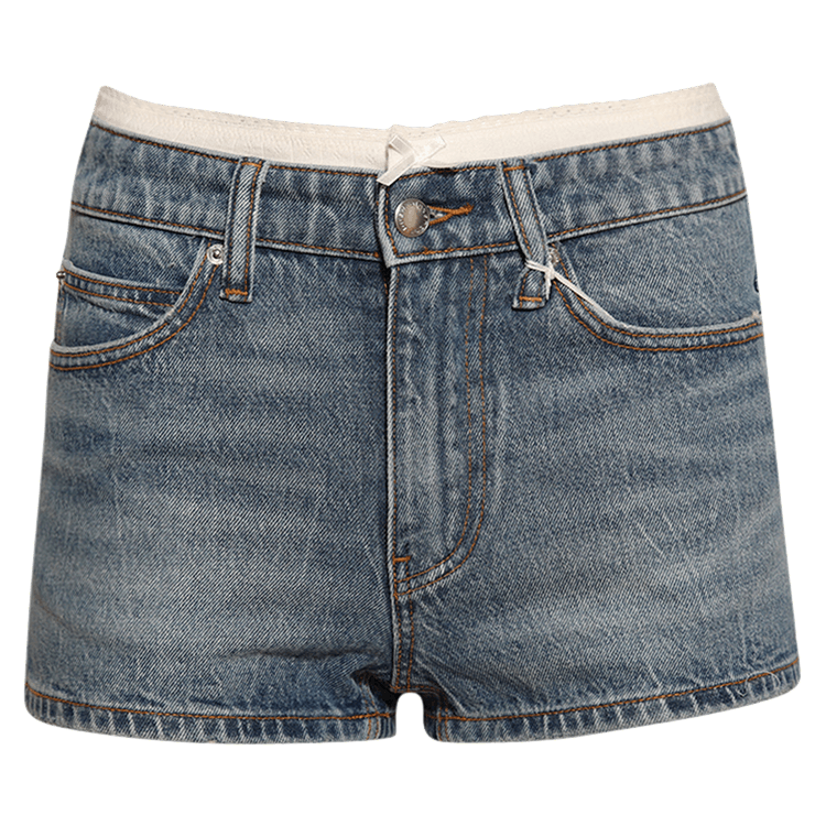 Alexander Wang High Rise Mini Short Pointelle Undie "Vintage Light Indigo"