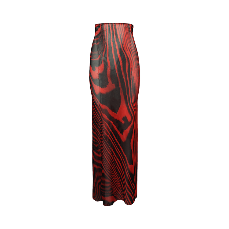 David Koma Printed Mesh Maxi Skirt "Red/Black"