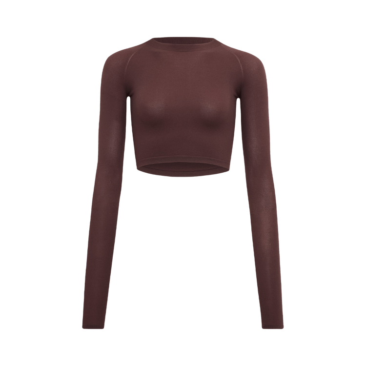 Alaïa Crop Top Long-Sleeve "Chocolat"