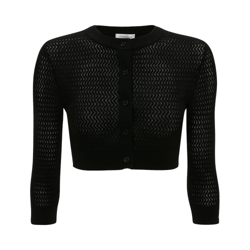 Victoria Beckham Cropped Sleeve Cardigan "Black"