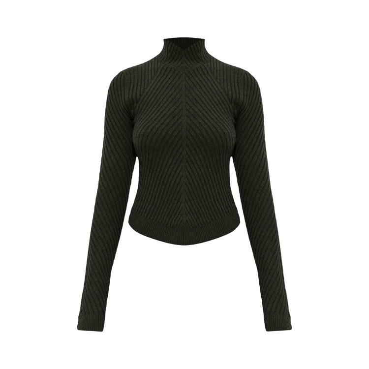 Victoria Beckham Ribbed Long Sleeve Polo "Oregano"