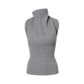 Victoria Beckham Draped Sleeveless Rib Top "Grey Melange"