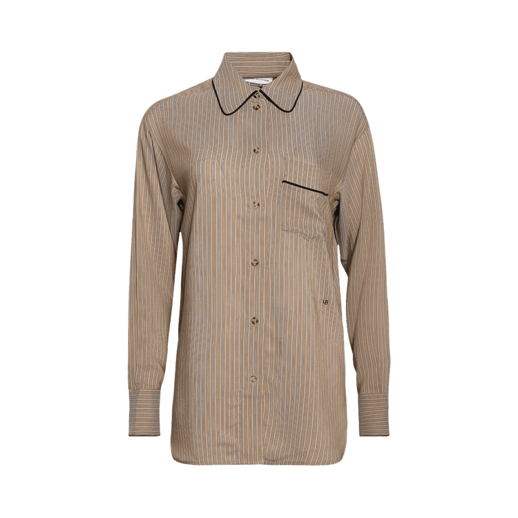Victoria Beckham Piping Detail Pyjama Shirt "Tobacco/Midnight"