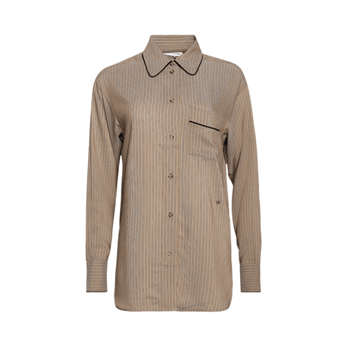 Victoria Beckham Piping Detail Pyjama Shirt "Tobacco/Midnight"