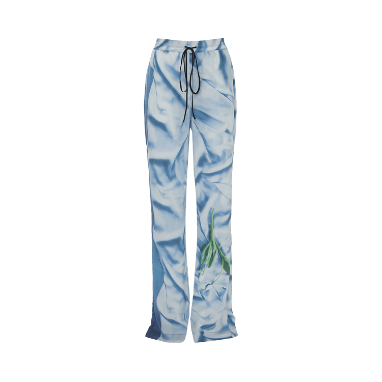Victoria Beckham Pleat Detail Pyjama Trouser "Satin Flowers Ice Blue"