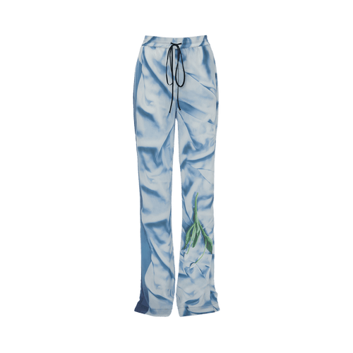 Victoria Beckham Pleat Detail Pyjama Trouser "Satin Flowers Ice Blue"