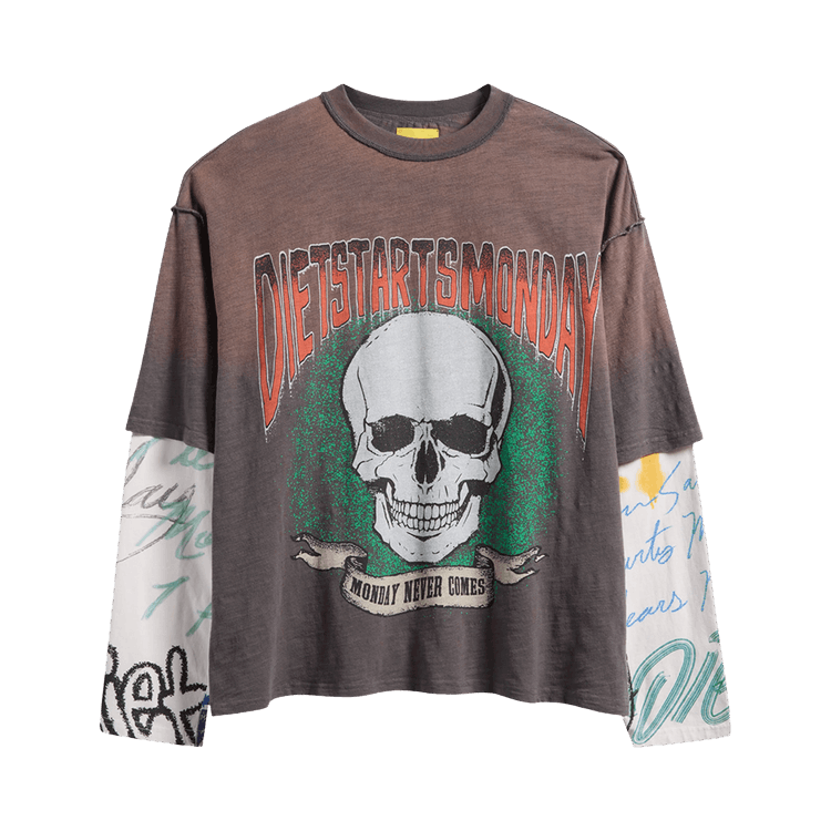Diet Starts Monday Double Layer Skull Tee "Vintage Black/Multi"