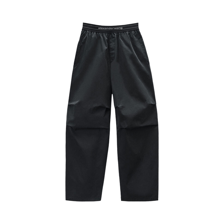 Alexander Wang Mid Rise Pleated Knee Pant W/ Logo Elastic "Black"