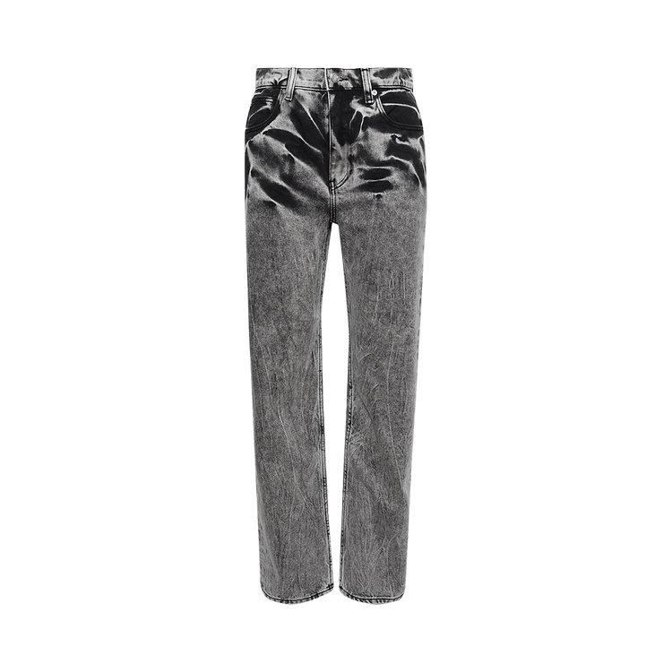 Alexander Wang Ez Relaxed Straight Jean Embroidered Logo "Black Acid Crush"