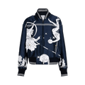 Thom Browne Knit Rib Oversized Blouson In Olympic Constellation Scuba Jacquard "Navy"