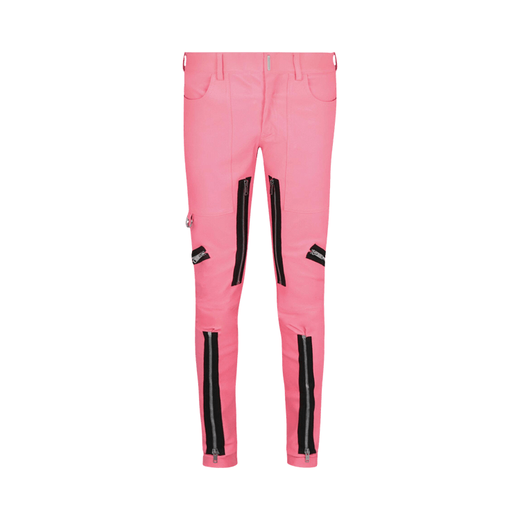 Givenchy Exposed Zipper Skinny Leather Pants "Coral"