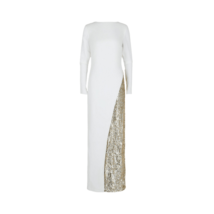 Givenchy Metallic Sequin Gown "White/Gold"