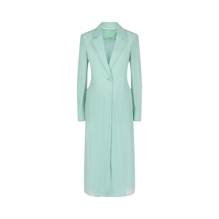 Givenchy Single Breasted Sheer Longline Coat "Green Mint"