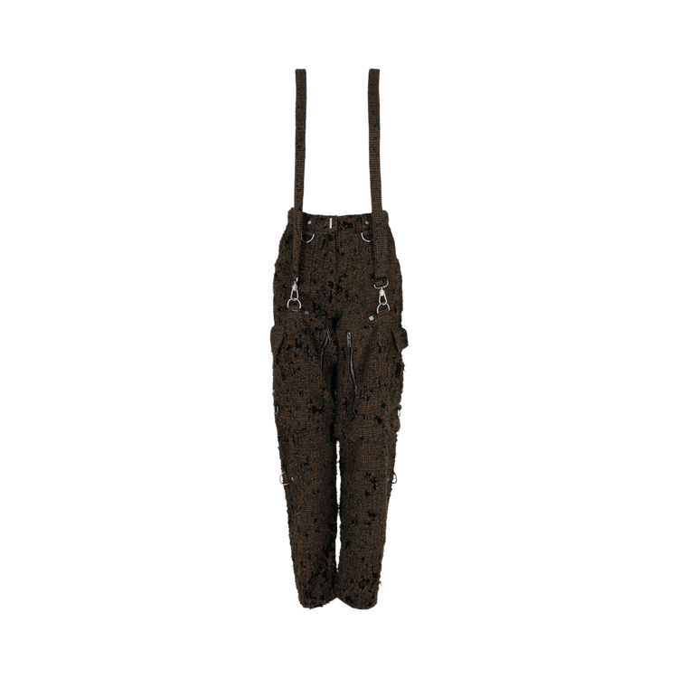 Givenchy Destroyed Checks Detachable Pants with Suspenders "Black/Brown"