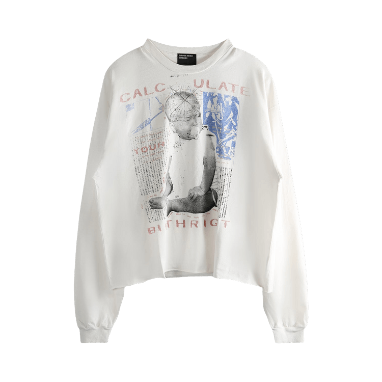Enfants Riches Déprimés Calculate Your Birthright Long-Sleeve T-Shirt "Faded White"