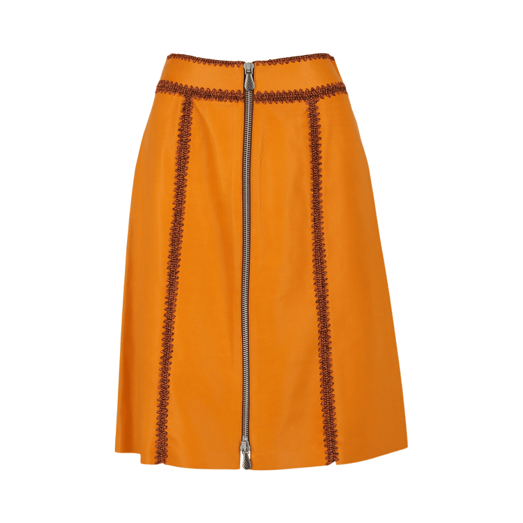 Bottega Veneta Calfskin Leather Zip Up Skirt "Pumpkin"