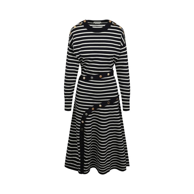 Alexander McQueen Mixed Buttons Striped Dress "Blue"