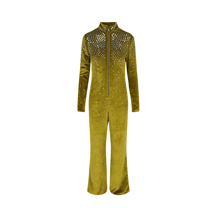 Bottega Veneta Eyelet Velvet Jumpsuit "Chamomile"