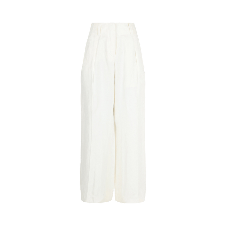 Ferragamo Silk Blend Wide Leg Pants "White"