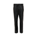 Ferragamo Leather Mid Rise Pants "Black"