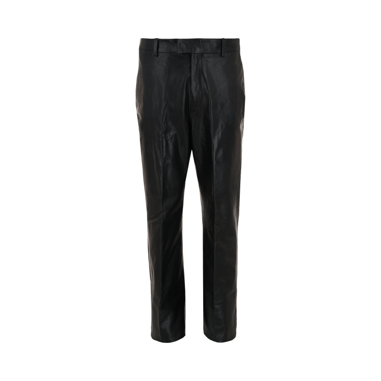 Ferragamo Leather Mid Rise Pants "Black"