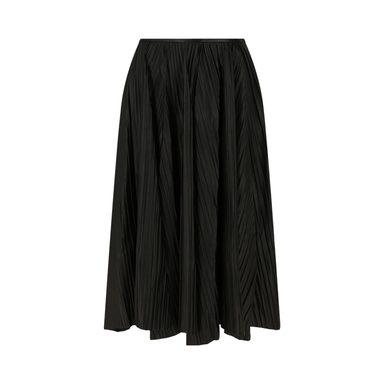 Ferragamo Leather Pleated Midi Skirt "Black"
