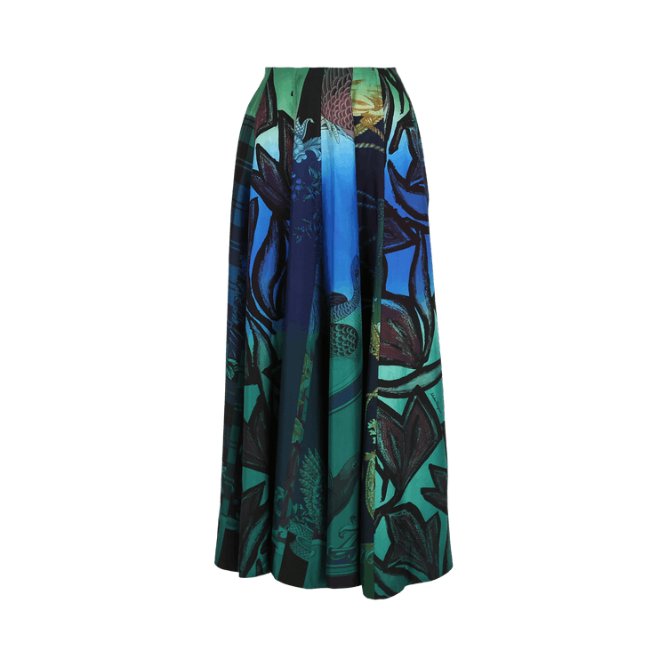 Ferragamo Graphic Printed Silk Midi Skirt "Multicolor"