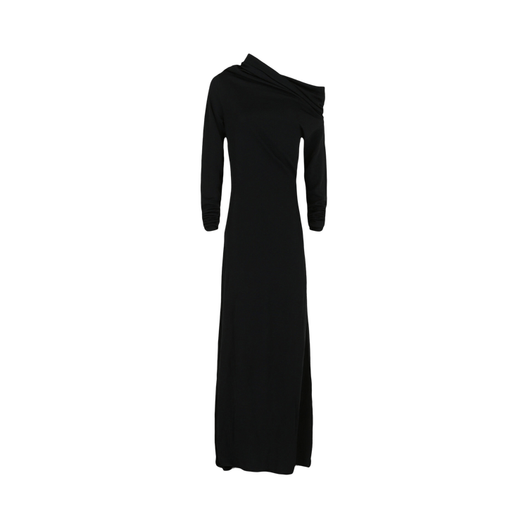 Ferragamo Long-Sleeve Off The Shoulder Gown "Black"
