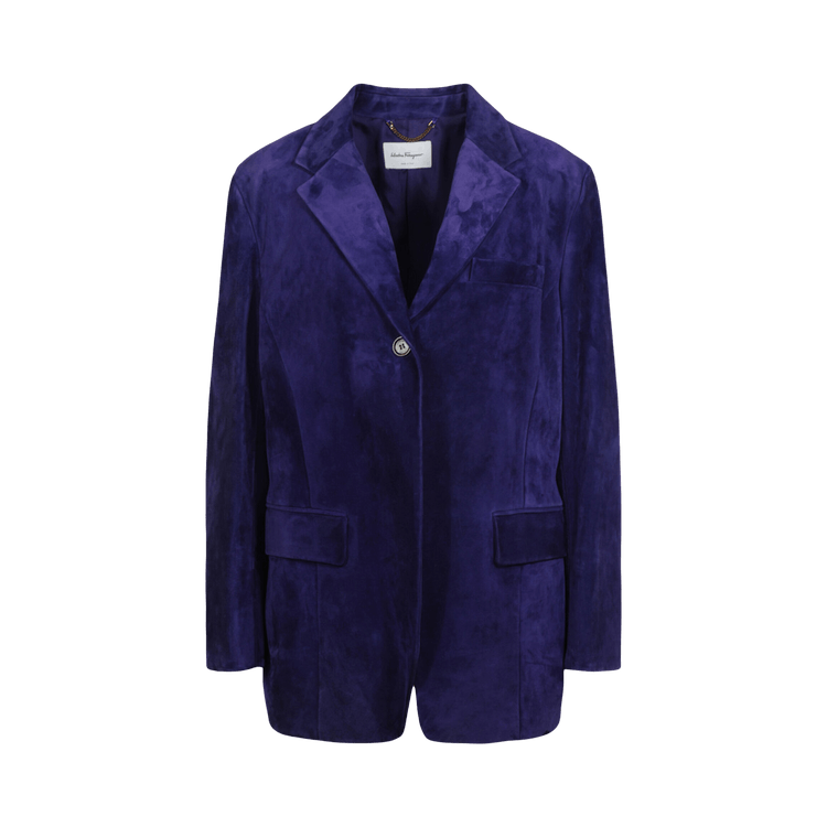 Ferragamo Notched Lapel Silk Blazer "Purple"