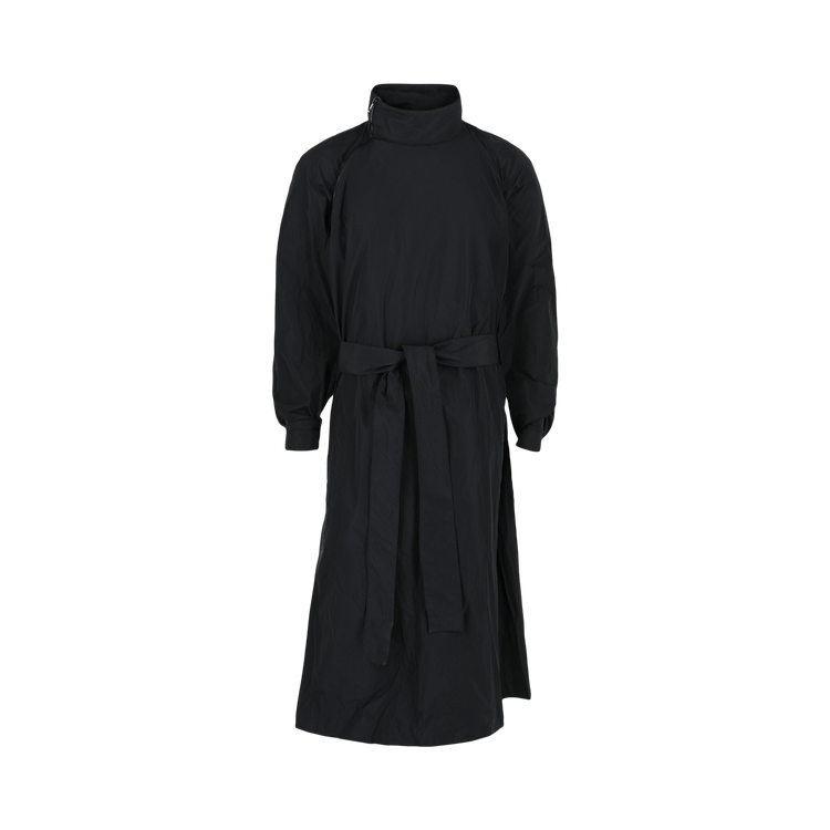 Ferragamo Asymmetrical Zip Detail Belted Trench Coat "Black"
