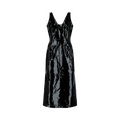 Ferragamo Scoop Neck Patent Leather Midi Dress "Black"
