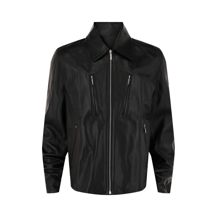 Ferragamo Zip Up Leather Jacket "Black"