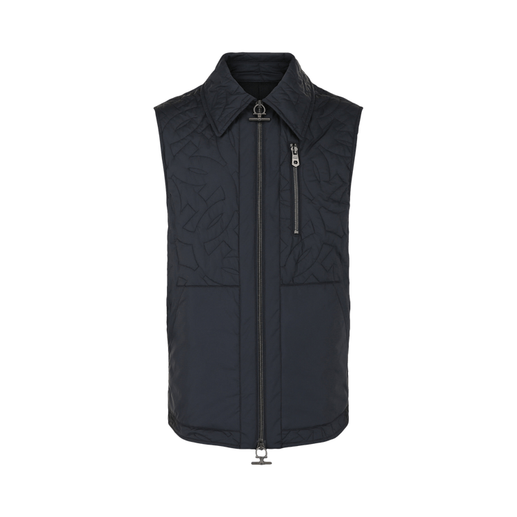 Ferragamo Gancini Monogram Quilted Vest "Blue"