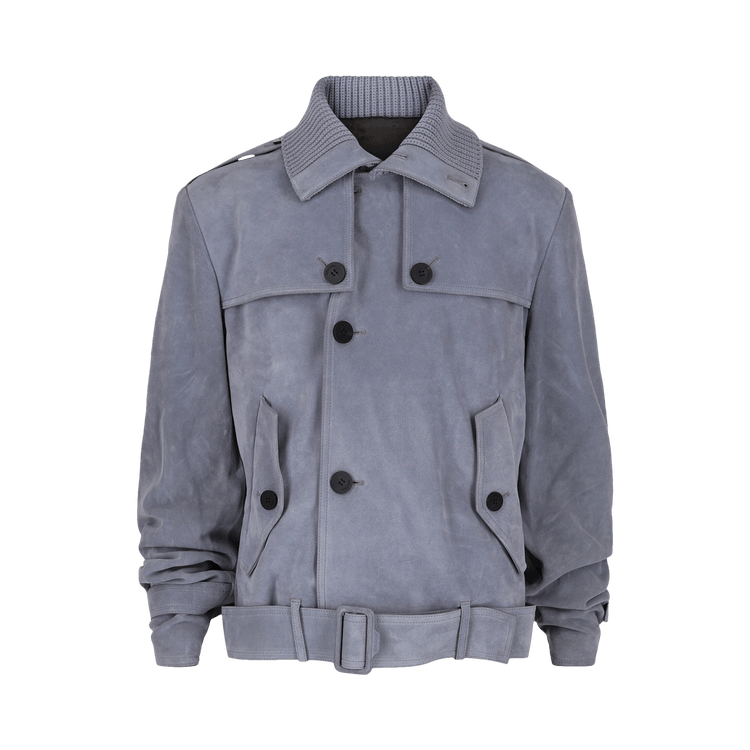 Ferragamo Suede Moto Jacket "Blue"