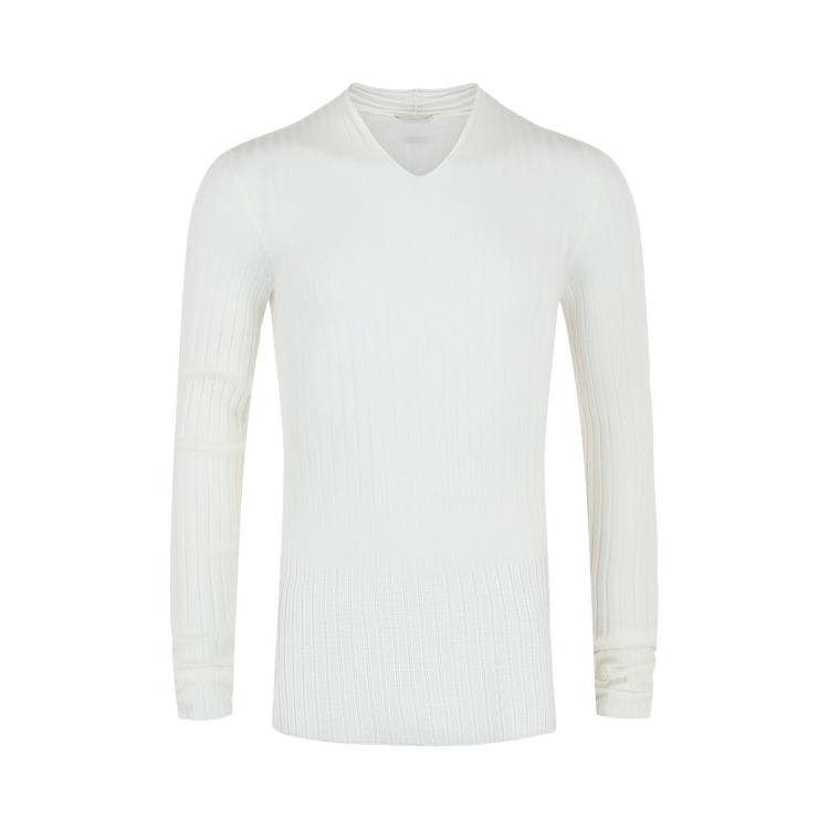 Ferragamo V Neck Knit Sweater "White"