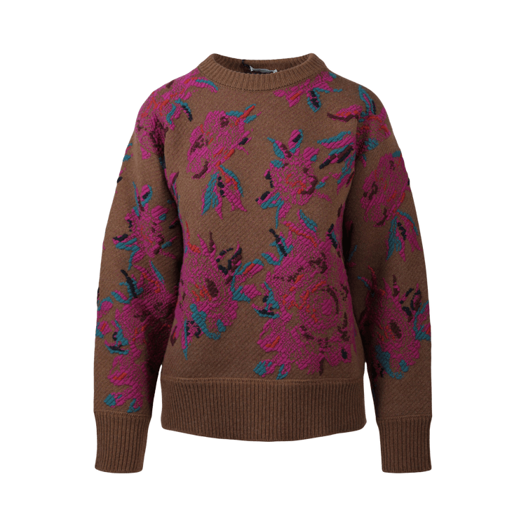 Ferragamo Floral Wool Sweater "Beige Khaki"