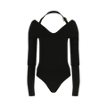 Ferragamo V Neck Long-Sleeve Bodysuit "Black"