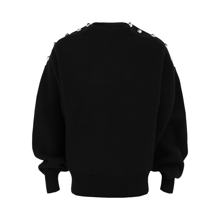 Ferragamo Cable Knit Metal Button Sweater "Black"