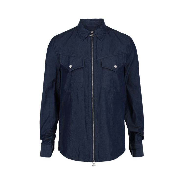 Ferragamo Denim Zipper Shirt "Blue"