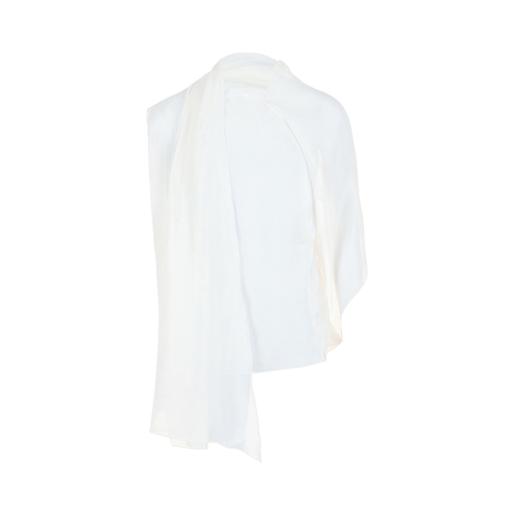 Ferragamo Asymmetrical Shawl Blouse "White"