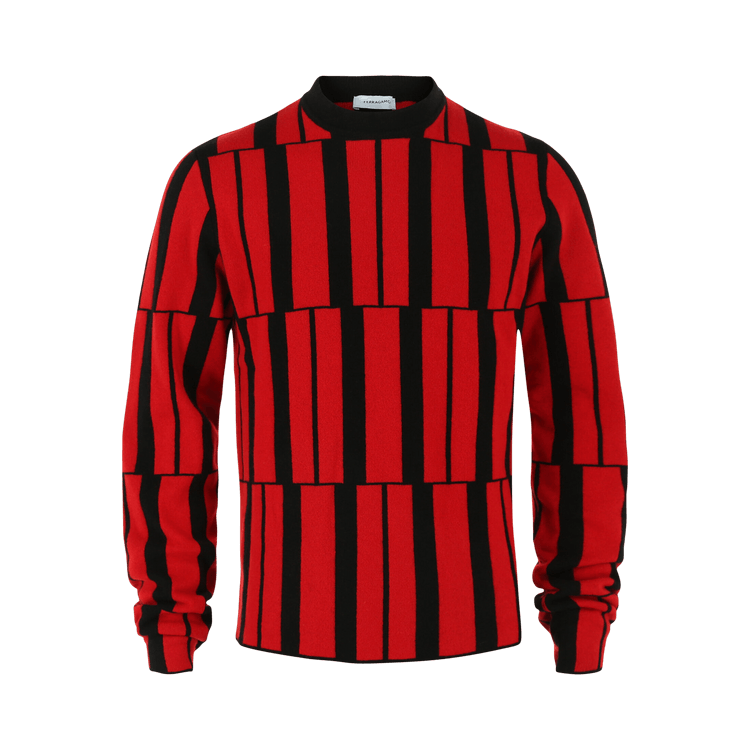 Ferragamo Cashmere Geometric Pattern Sweater "Black"