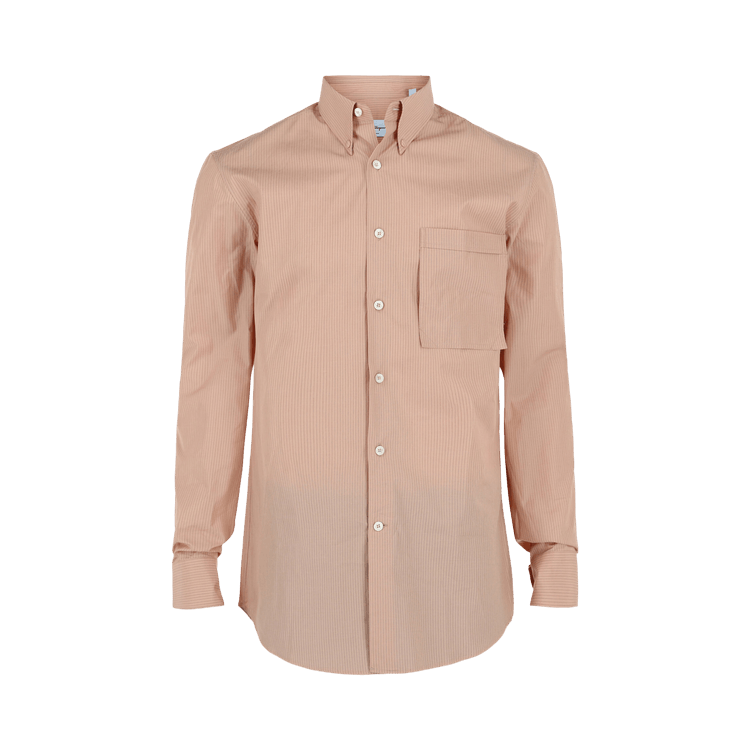 Ferragamo Striped Button Up Shirt "Beige Khaki"